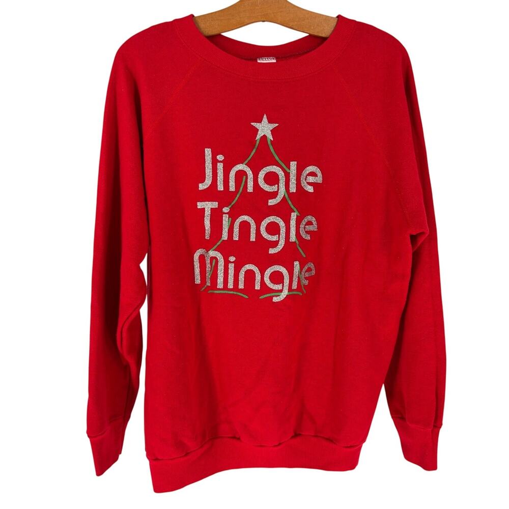 Vintage 90s Jingle Tingle Mingle Christmas Crewneck Sweatshirt Size XL USA Made
